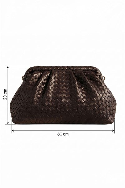 Örgü Desen Dokulu Acı Kahve Clutch Çanta