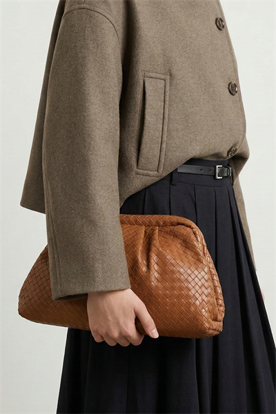 Örgü Desen Dokulu Taba Clutch Çanta