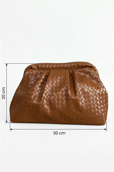 Örgü Desen Dokulu Taba Clutch Çanta
