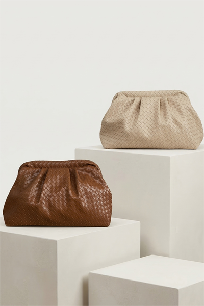 Örgü Desen Dokulu Taba Clutch Çanta