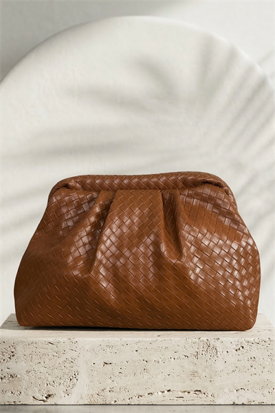Örgü Desen Dokulu Taba Clutch Çanta