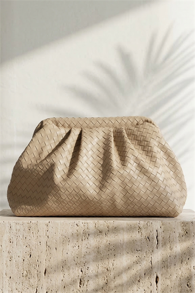 Örgü Desen Dokulu Taş Clutch Çanta