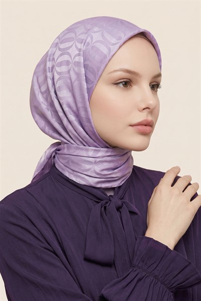 Oval Desen Ayrobin Jakar Eşarp - Lila