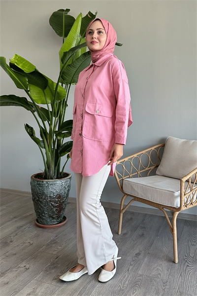 Oversize Gabardin Pudra Ceket