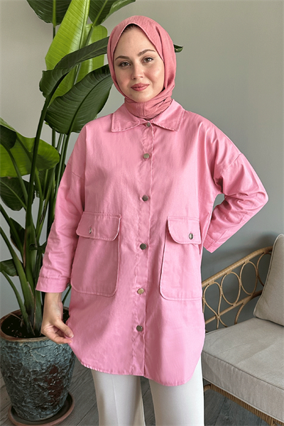 Oversize Gabardin Pudra Ceket