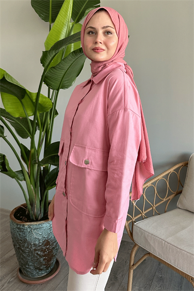 Oversize Gabardin Pudra Ceket