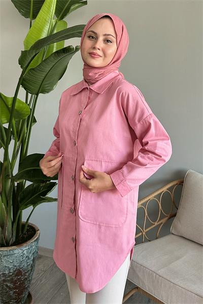 Oversize Gabardin Pudra Ceket