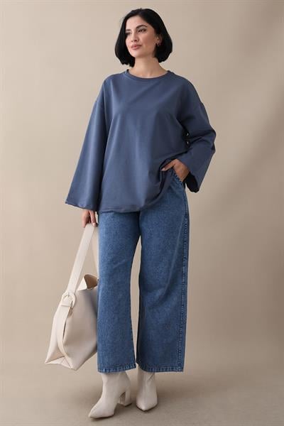 Oversize Geniş Kol Antrasit Sweat