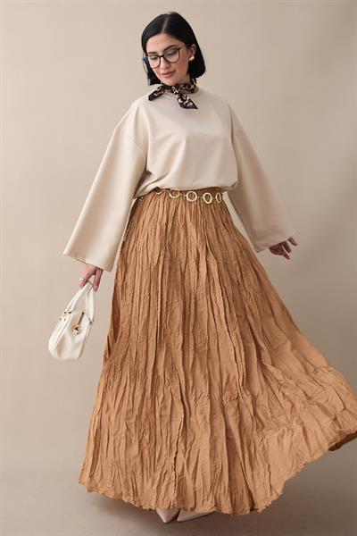 Oversize Geniş Kol Bej Sweat