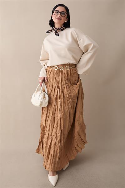 Oversize Geniş Kol Bej Sweat