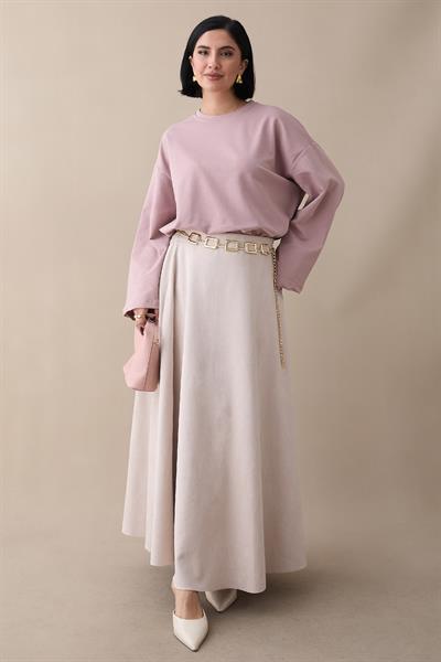 Oversize Geniş Kol Gül Kurusu Sweat