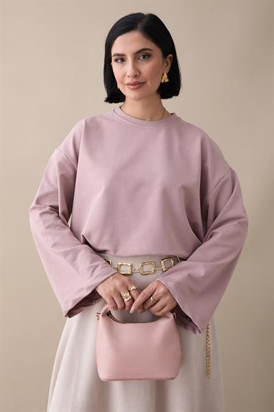 Oversize Geniş Kol Gül Kurusu Sweat