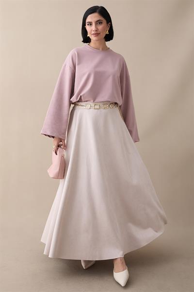 Oversize Geniş Kol Gül Kurusu Sweat