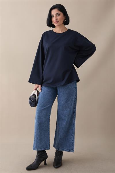Oversize Geniş Kol Lacivert Sweat