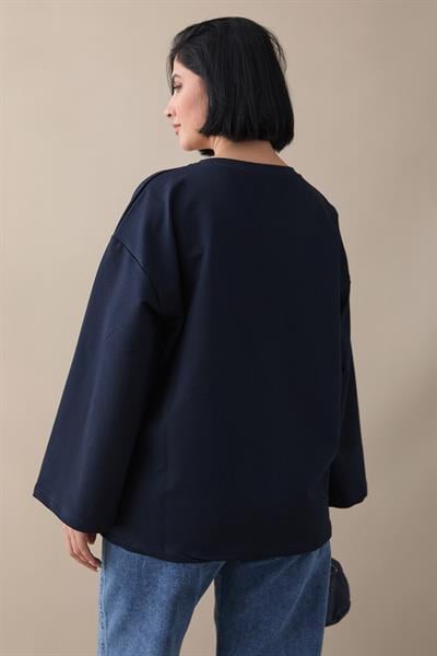 Oversize Geniş Kol Lacivert Sweat