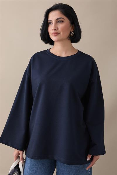 Oversize Geniş Kol Lacivert Sweat