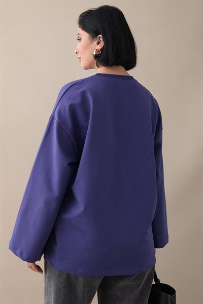 Oversize Geniş Kol Mor Sweat