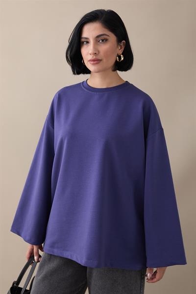 Oversize Geniş Kol Mor Sweat