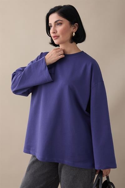 Oversize Geniş Kol Mor Sweat