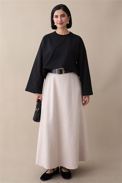 Oversize Geniş Kol Siyah Sweat