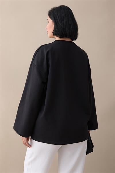 Oversize Geniş Kol Siyah Sweat