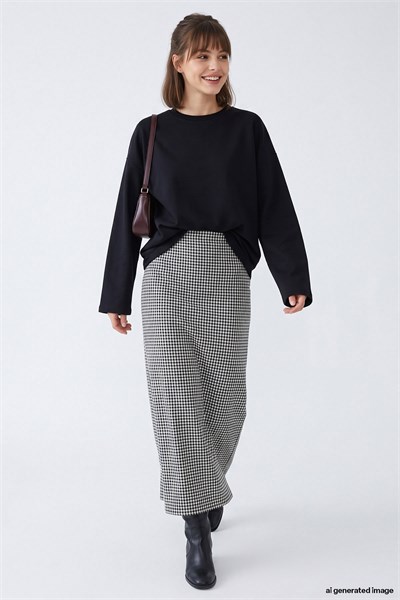 Oversize Geniş Kol Siyah Sweat