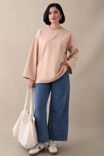 Oversize Geniş Kol Somon Sweat