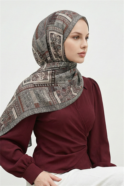 Paisley Desen Soft Pamuk Şal Bordo