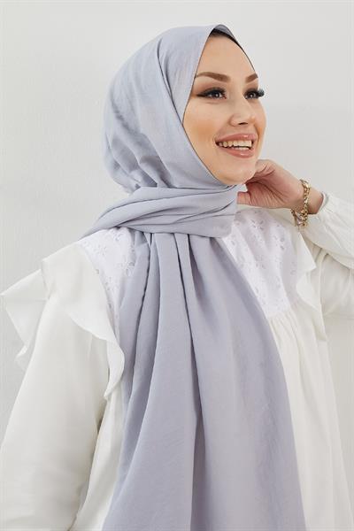 Pamuk Kraş Tesettür Şal - Gri