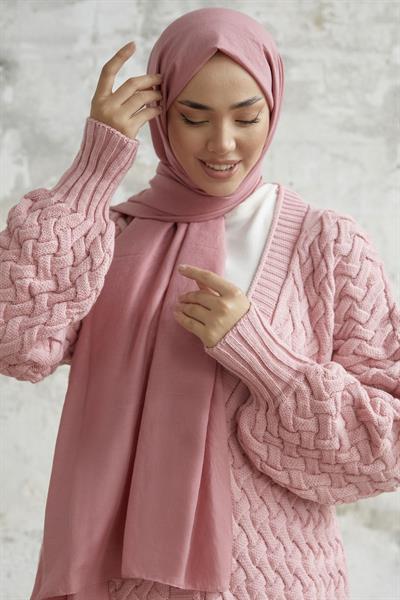Pamuk Kraş Tesettür Şal - Pembe