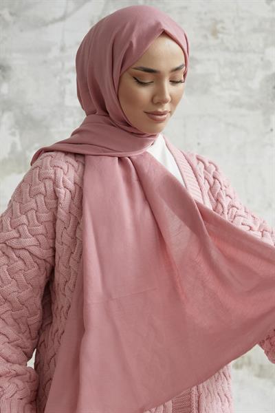 Pamuk Kraş Tesettür Şal - Pembe
