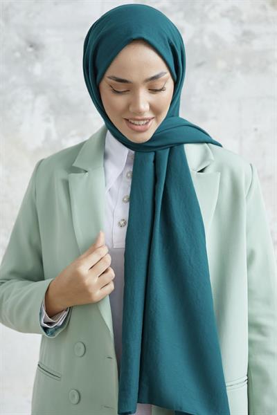 Pamuk Kraş Tesettür Şal - Zümrüt Yeşili