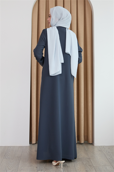 Papatya Taşlı Antrasit Ferace