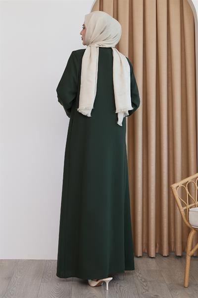 Papatya Taşlı Haki Ferace