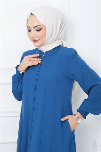 Parçalı Mevlana Kumaş İndigo Ferace