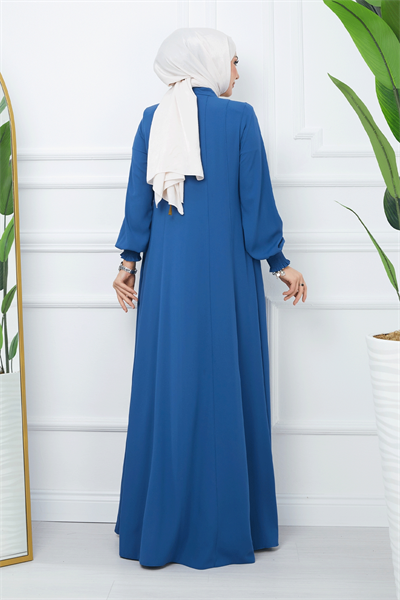 Parçalı Mevlana Kumaş İndigo Ferace