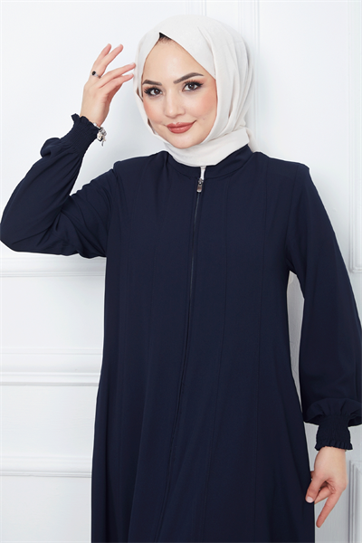 Parçalı Mevlana Kumaş Lacivert Ferace