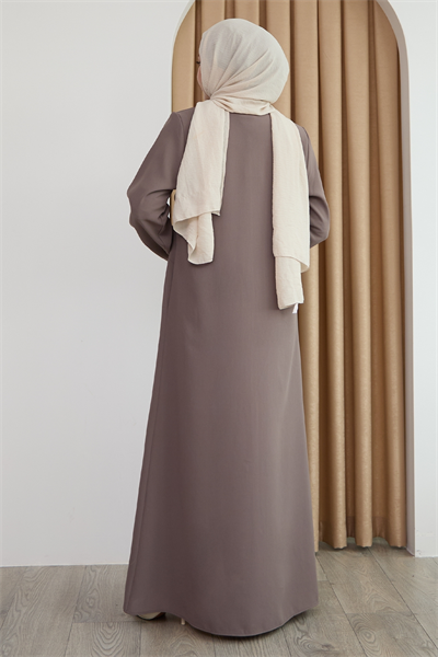 Parlak Boncuk Taşlı Bej Ferace