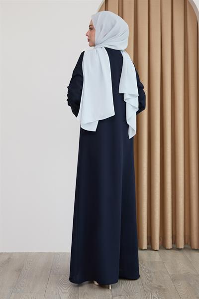 Parlak Boncuk Taşlı  Koyu Lacivert Ferace