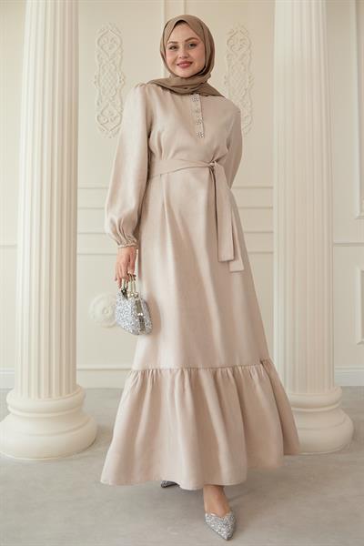 Patı Taş Detaylı Taş Jakar Elbise