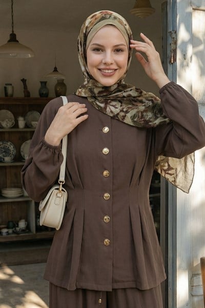 Pensli Ceketli Acı Kahve Takım