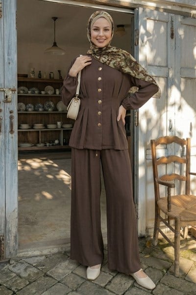 Pensli Ceketli Acı Kahve Takım