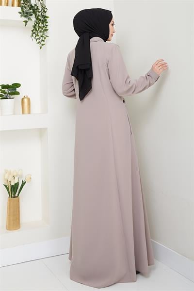 Petek Taşlı Broş Detay Bej Ferace