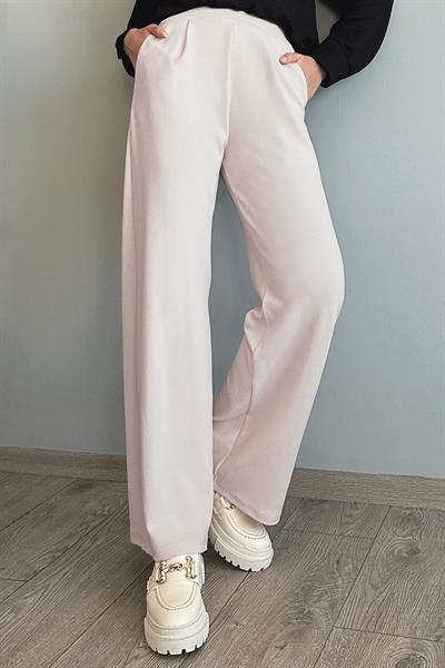 Pile Detay Bol Paça Taş Pantolon