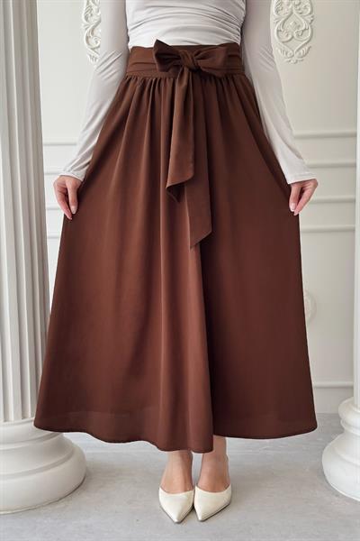 Pileli Kuşak Detay Acı kahve Etek