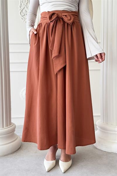 Pileli Kuşak Detay Somon Etek