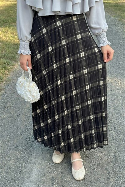 Piliseli Ekose Siyah Etek