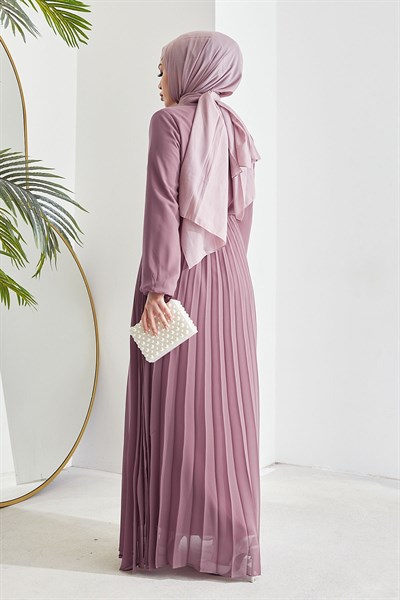 Piliseli Limelda Eflatun Şifon Elbise