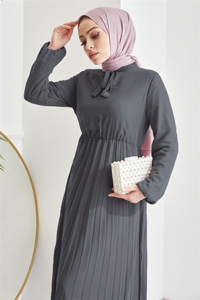 Piliseli Limelda Füme Şifon Elbise