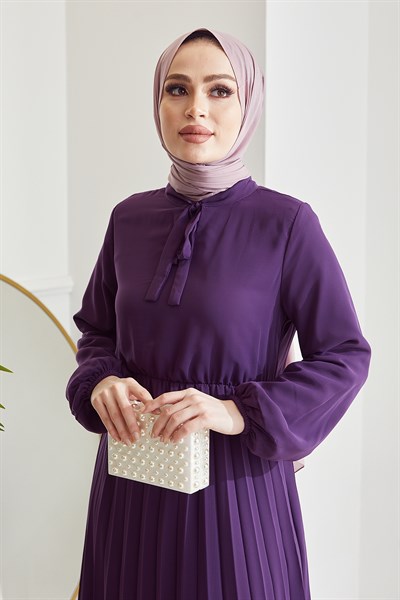 Piliseli Limelda Mor Şifon Elbise